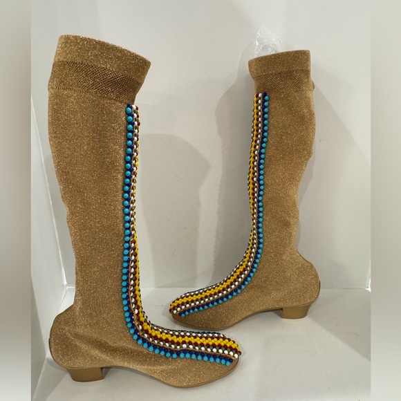 Salvatore Ferragamo Limited Edition Gold Women Boots Sz 8 - Picture 3 of 8